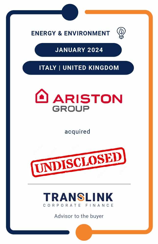 Translink Corporate Finance Acted As The Advisor To Ariston Group On The Acquisition Of The Target