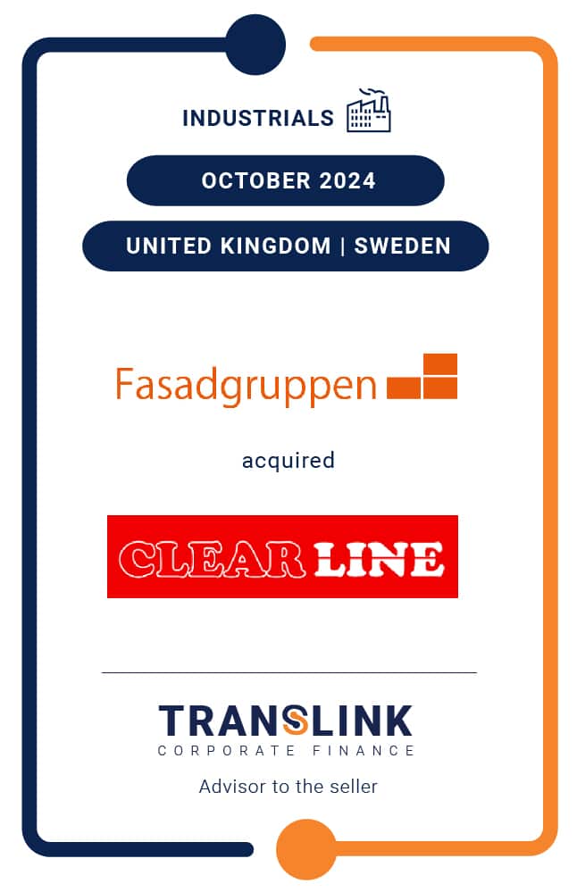 Translink Corporate Finance acted as advisor to the shareholders of Clear Line on the sale to Fasadgruppen