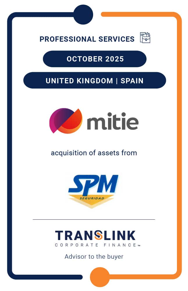 Translink Corporate Finance acted as the advisor to Mitie on the acquisition Seguridad Profesional Mediterranea